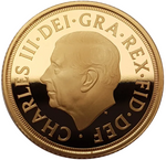 Laden Sie das Bild in den Galerie-Viewer, Sovereign Charles III 2024 – Bildseite mit ungekröntem Porträt und Umschrift CHARLES III DEI GRA REX FID DEF