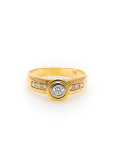 14k Gelbgold Ring mit 0,15 ct. Diamanten