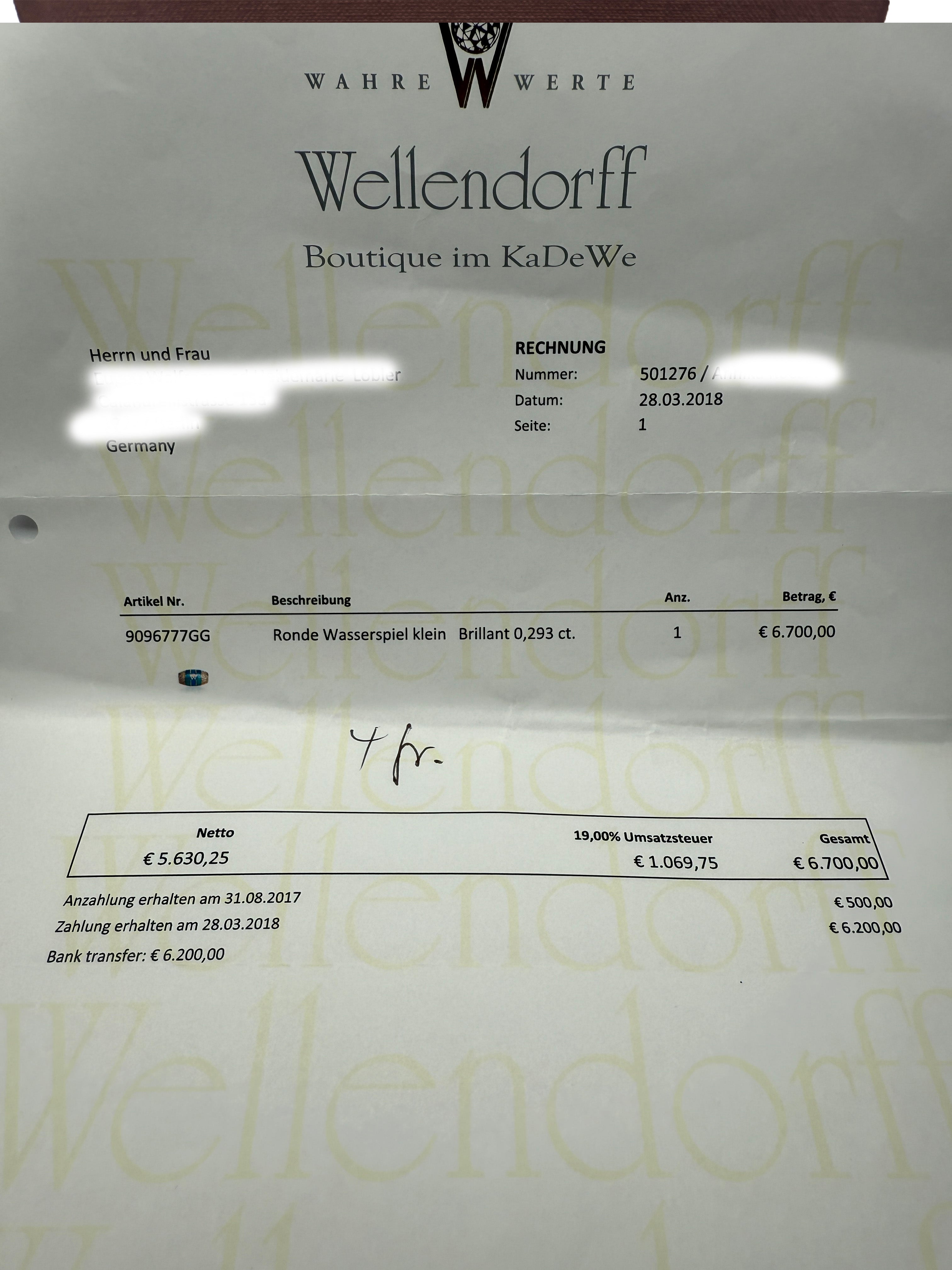 Wellendorff 750er Gelbgold Anhänger und Ronde