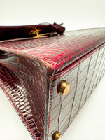 Laden Sie das Bild in den Galerie-Viewer, Hermes Kelly 32 Sellier Rouge H / Bordeaux hochglanz-Krokodilleder
