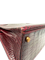 Laden Sie das Bild in den Galerie-Viewer, Hermes Kelly 32 Sellier Rouge H / Bordeaux hochglanz-Krokodilleder
