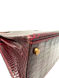 Hermes Kelly 32 Sellier Rouge H / Bordeaux hochglanz-Krokodilleder