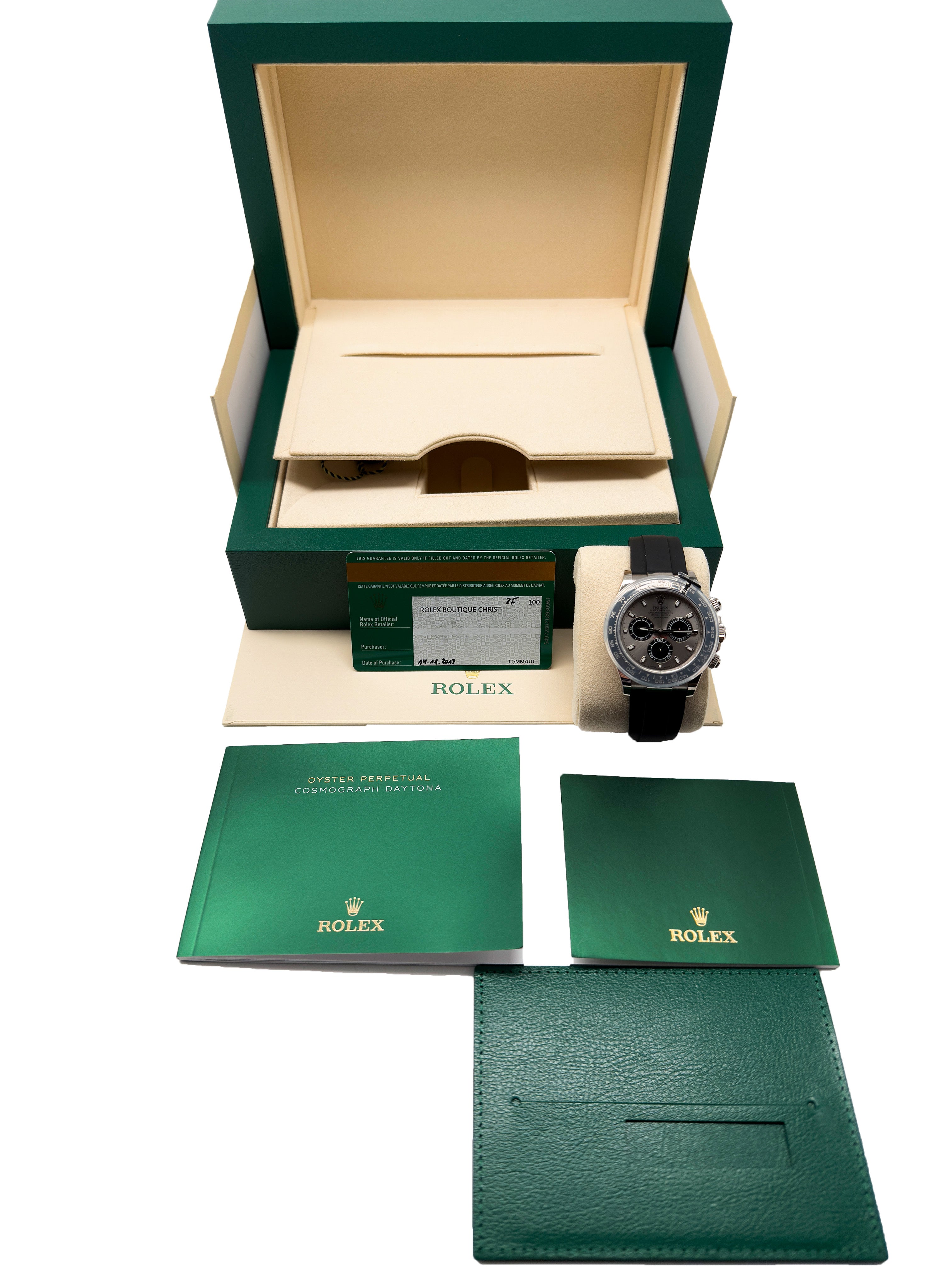 Rolex Daytona 116519LN Weißgold Black-Diamond Dial Oysterflex