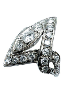 950er Art Deco Platin-Ring mit Diamanten