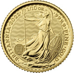 Laden Sie das Bild in den Galerie-Viewer, 10 Pounds Elizabeth II 1/10 oz Britannia 2022 Goldmünze
