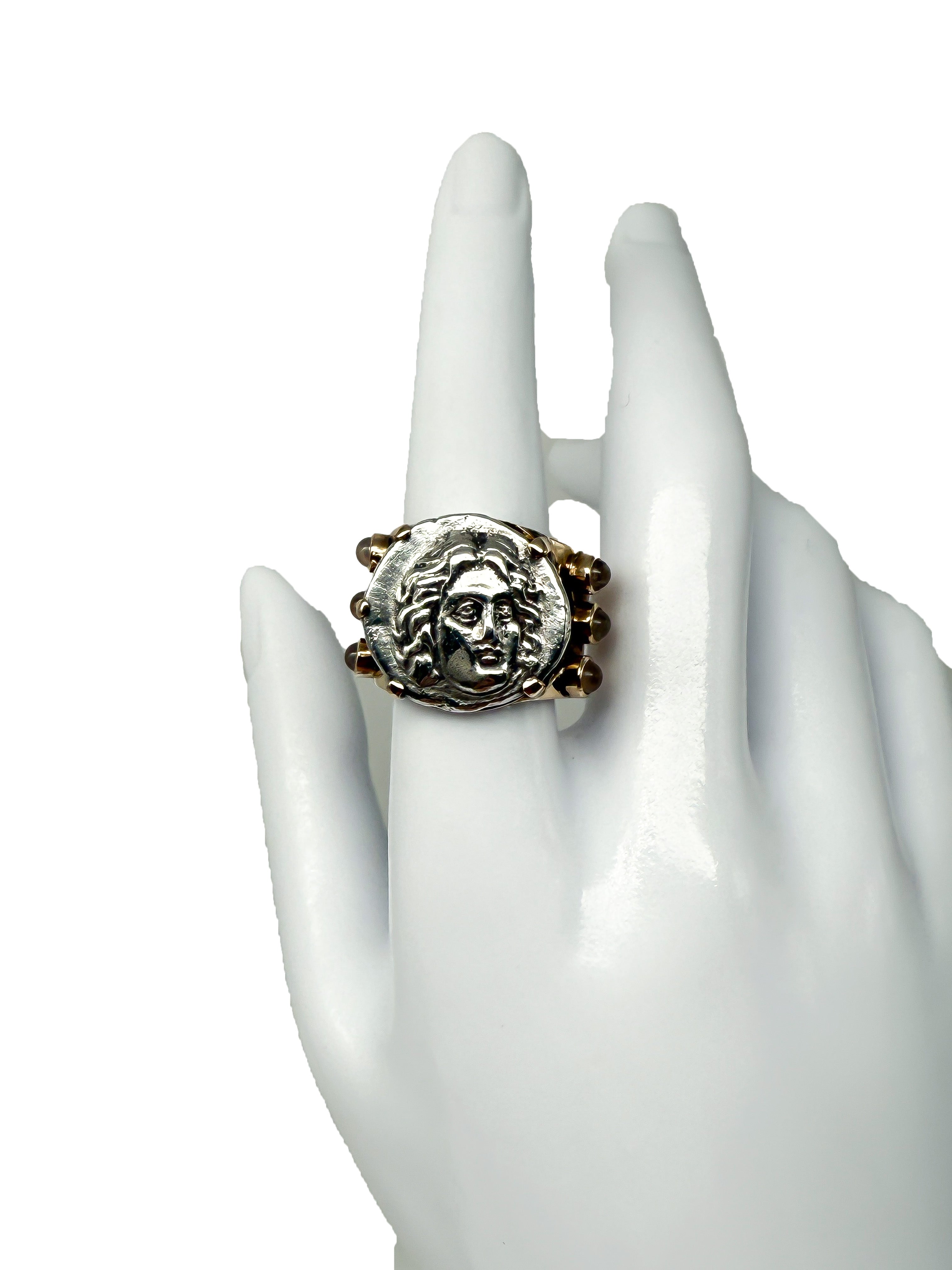 585er Gelbgold Ring mit antiker griechischer Münze