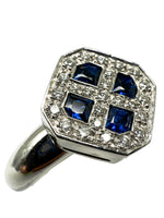 Laden Sie das Bild in den Galerie-Viewer, 750er Weißgold Ring mit einem Saphir und Diamanten
