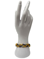 Laden Sie das Bild in den Galerie-Viewer, 750er Gelbgold; Armband mit Saphiren, emailliert
