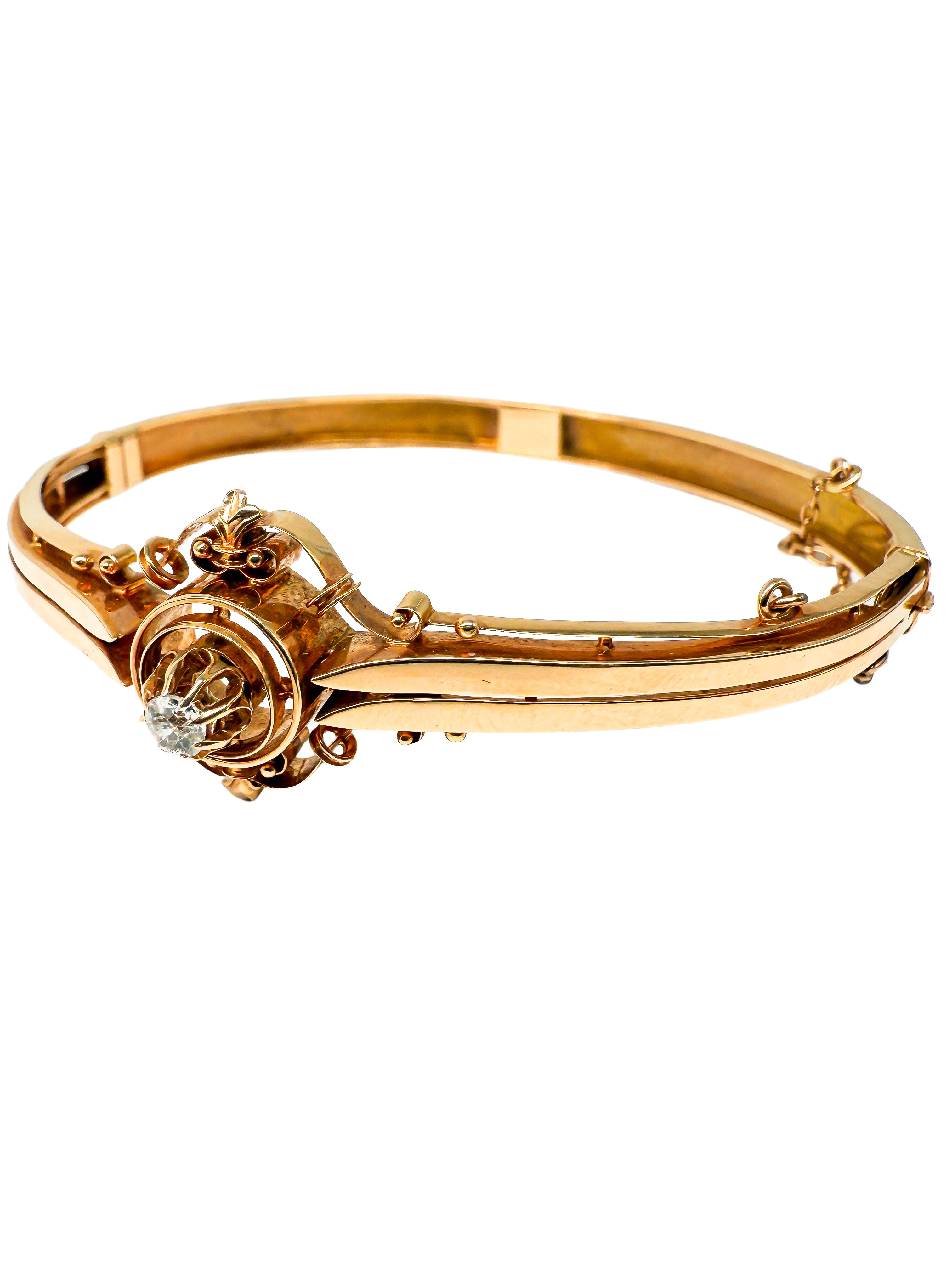 Antikes Armband aus 585er Gelbgold mit Diamant | Jugendstil um 1890–1905
