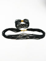 Laden Sie das Bild in den Galerie-Viewer, Armband und Halsketten Set mit Tahit-Perlen und Diamanten
