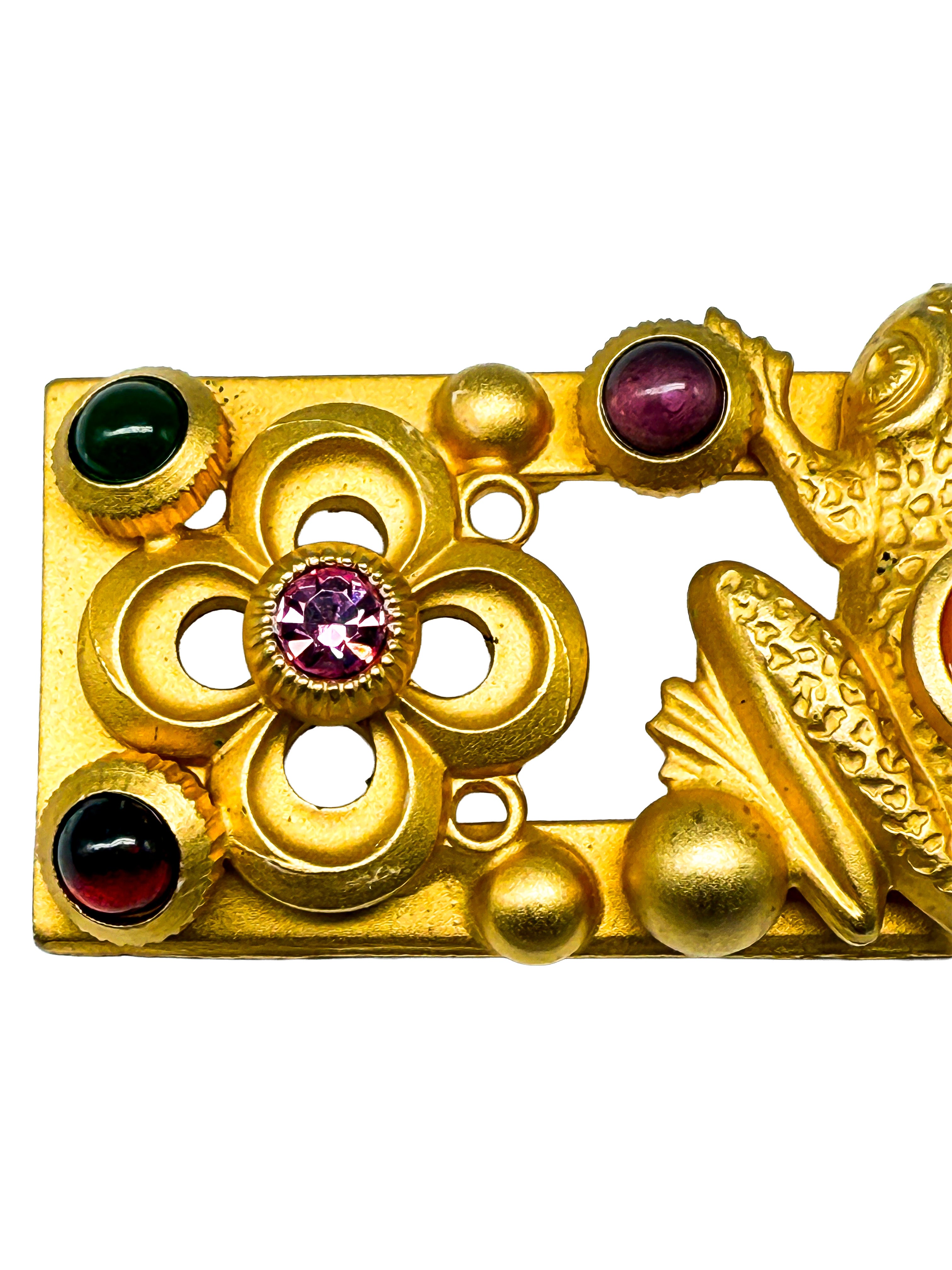 Natasha Stambouli, Modeschmuck Brosche, Frosch, vergioldet