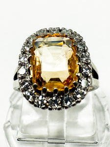 585er Weißgold Ring mit gelber Saphir