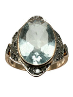 Laden Sie das Bild in den Galerie-Viewer, 585er Gelbgold Ring mit Aquamarin mit Diamanten
