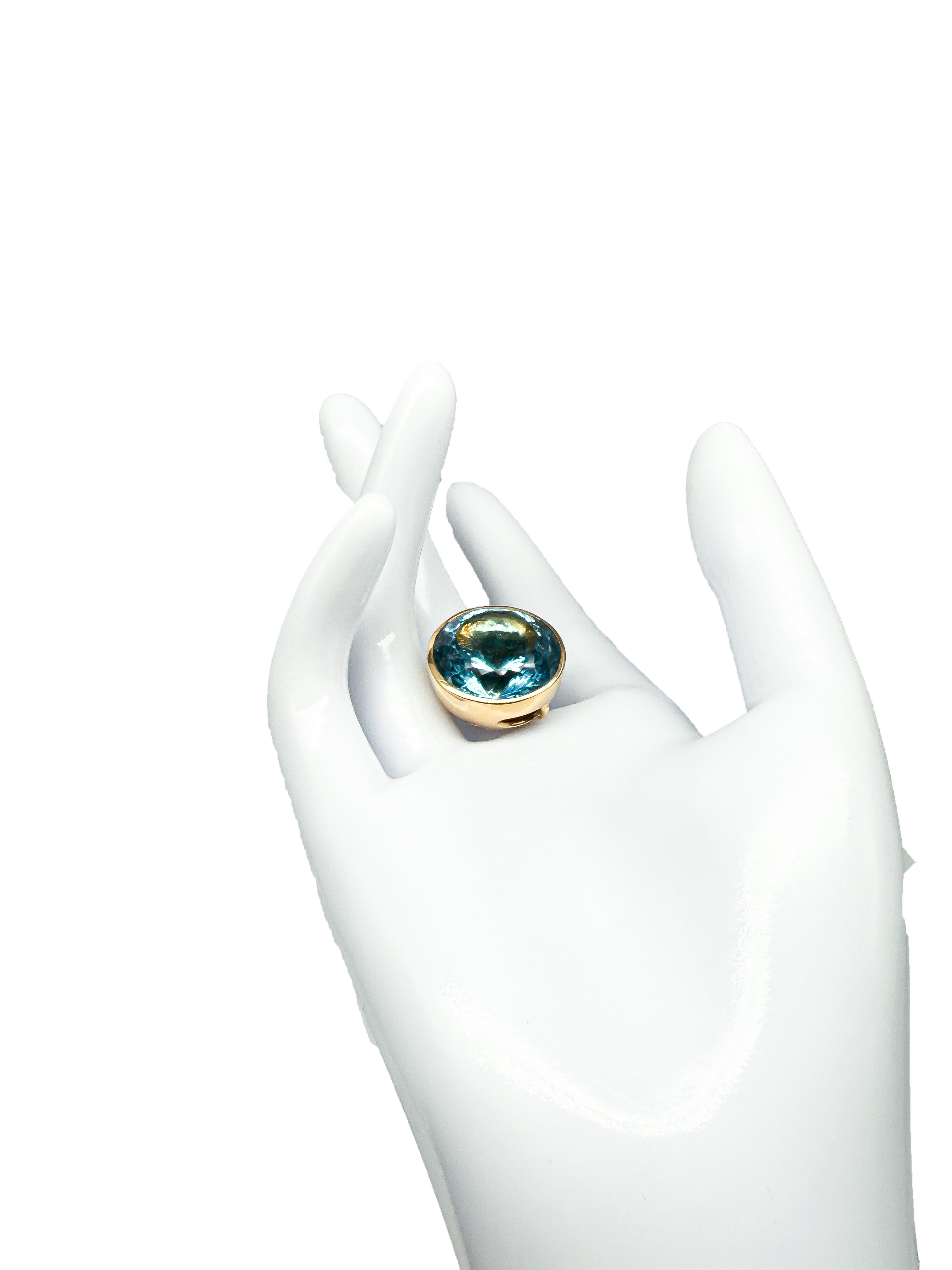 18K Ring und Halsketten Set mit Aquamarin