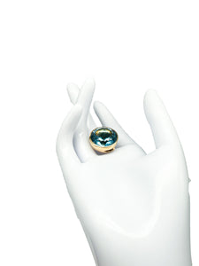 18K Ring und Halsketten Set mit Aquamarin