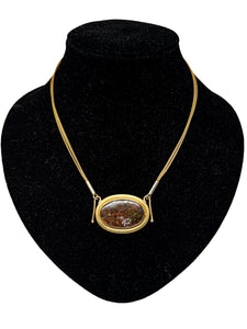 750er Gelbgold Collier mit Matrixopal