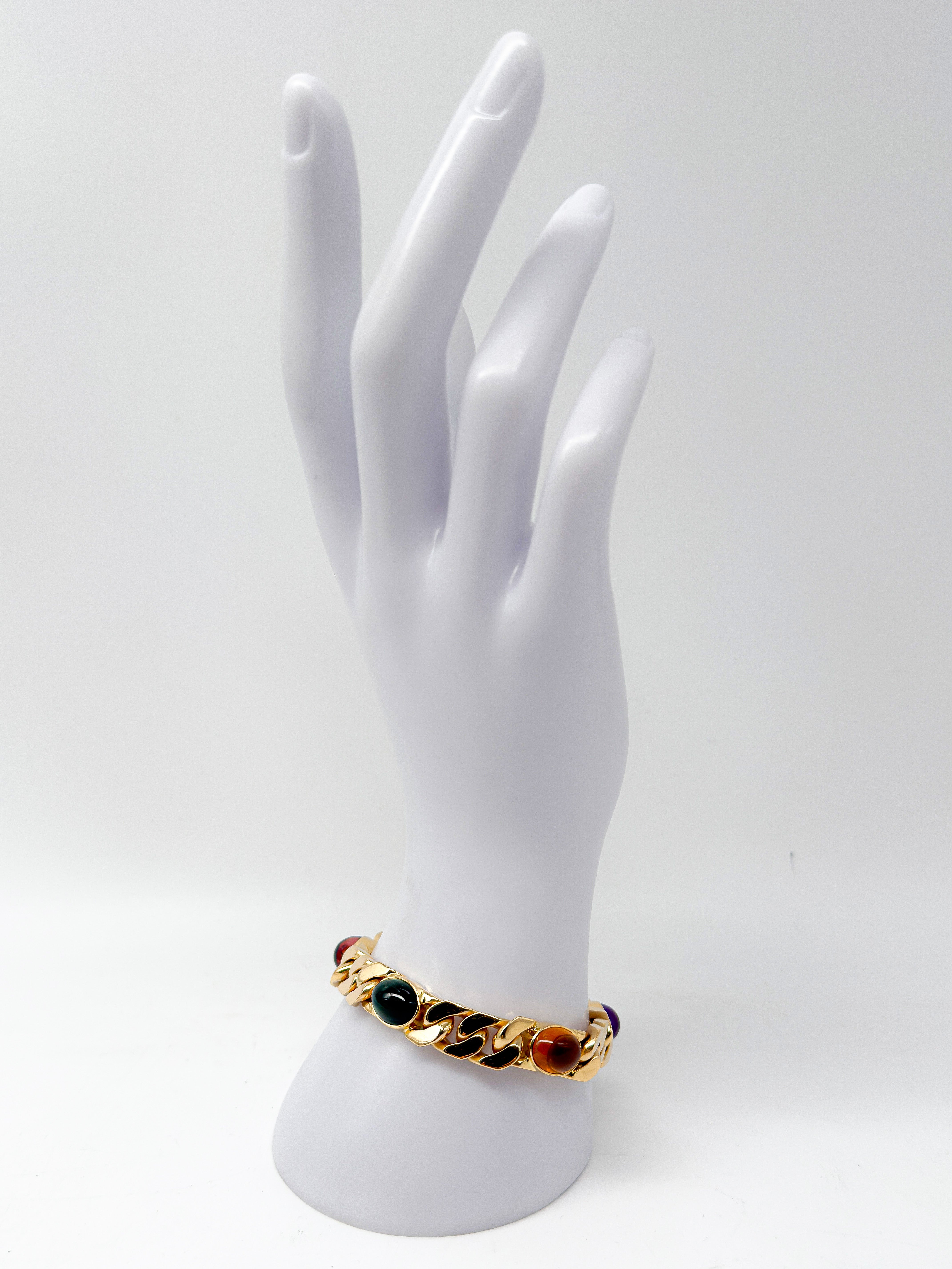 750er Gelbgold Armband mit Amethyst, Citrin, Aquamarin, Turmalin mit Zertifikat