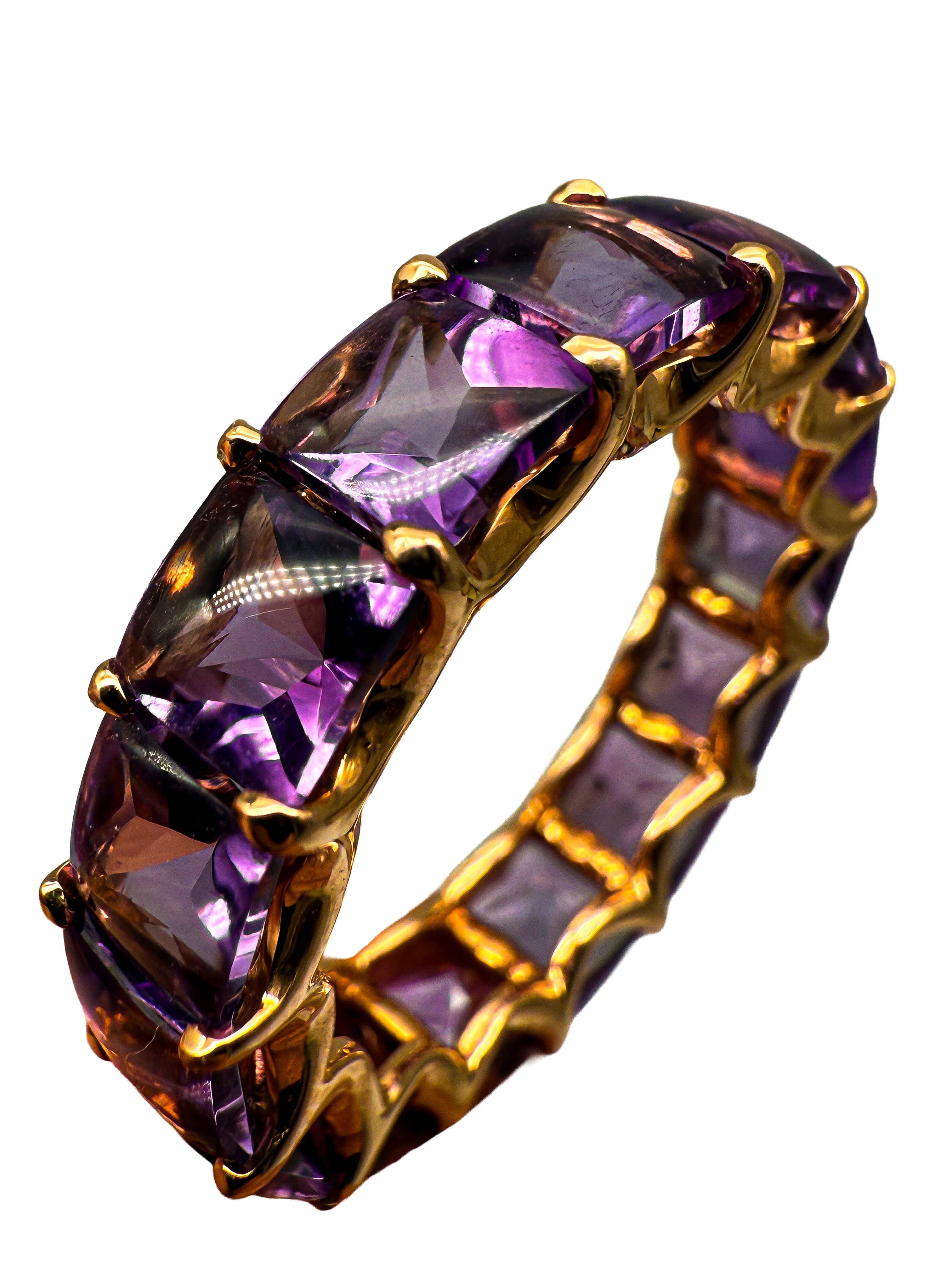 750er Gelbgold Ring mit Amethyste