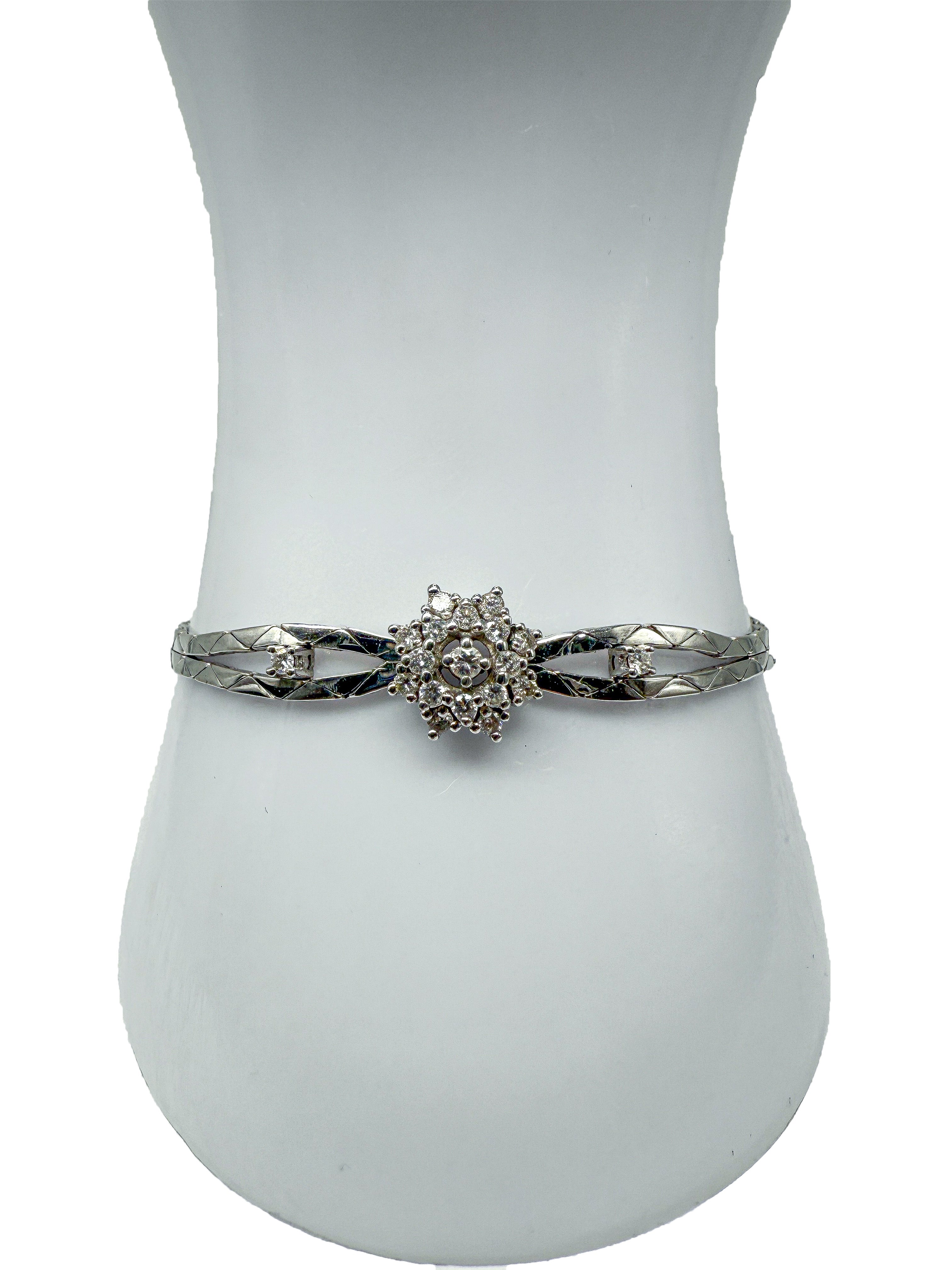 585er Weißgold; Armband mit Diamanten