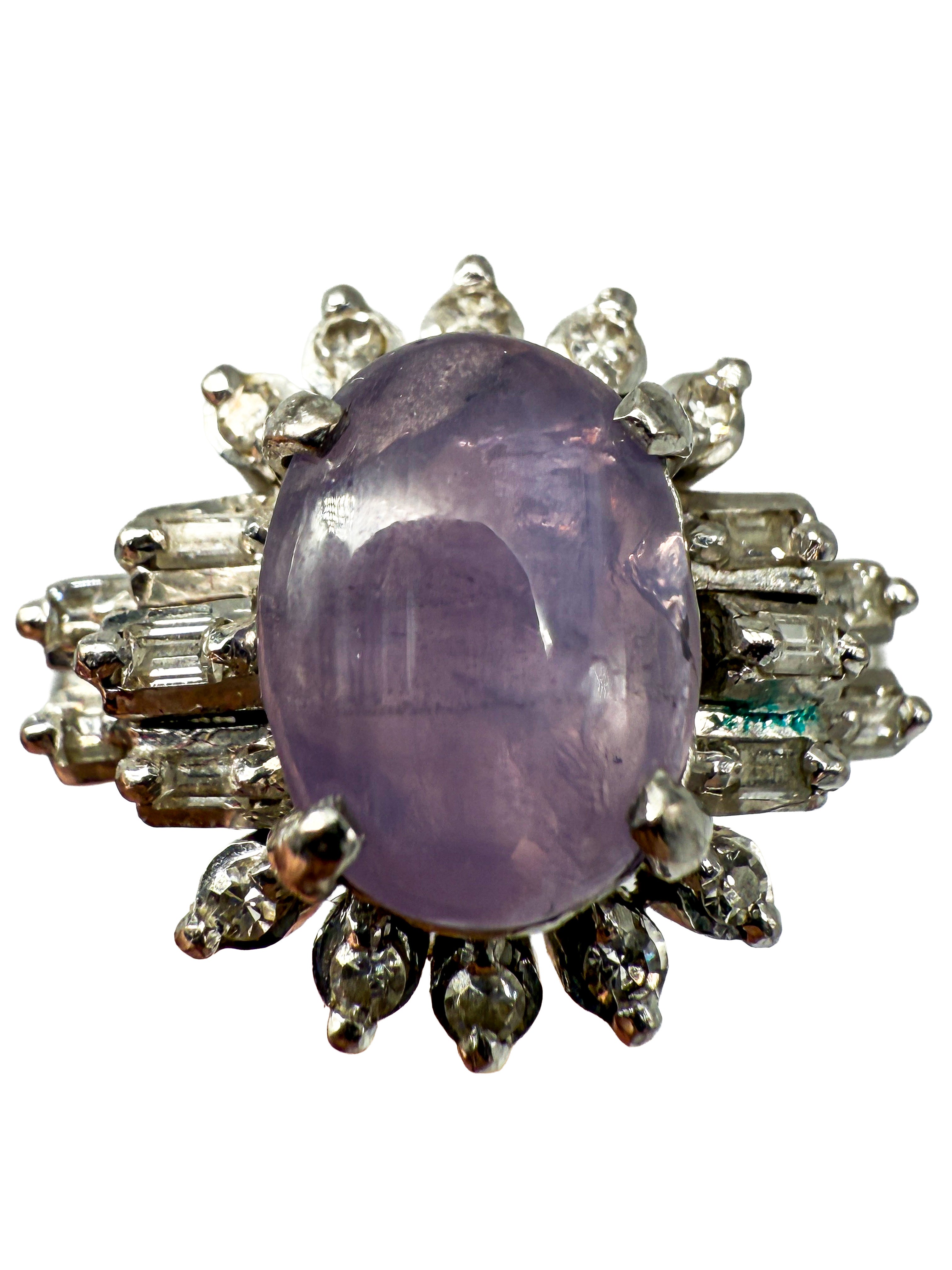 Weißgold Ring mit Amethyst und Diamanten