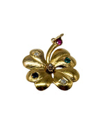 Laden Sie das Bild in den Galerie-Viewer, Anitke 14K Gelbgold Anhänger mit Diamant, Rubin, Smaragd und Saphir
