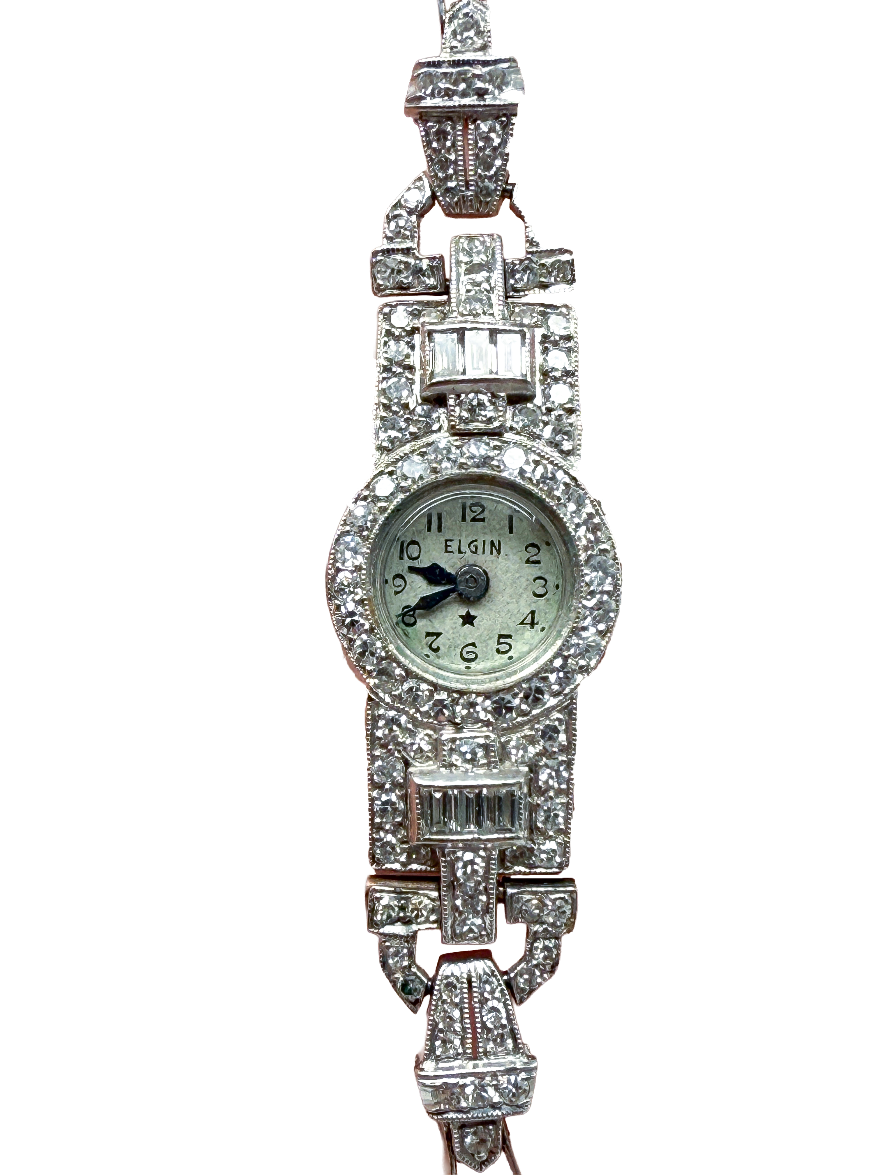 Armbanduhr, Platinum und Weißgold, mit Diamanten Art Deco