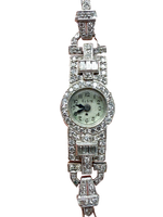 Laden Sie das Bild in den Galerie-Viewer, Armbanduhr, Platinum und Weißgold, mit Diamanten Art Deco
