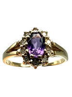 Laden Sie das Bild in den Galerie-Viewer, 750er Gelbgold Ring mit Amethyst und Diamanten
