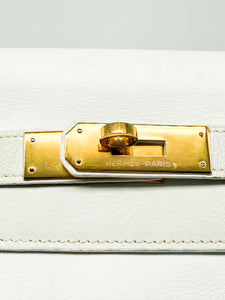 Hermes Kelly 28 Handtasche - weiß, gold Hardware