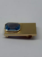 Laden Sie das Bild in den Galerie-Viewer, Gelbgold Brosche mit Aquamarin, 750er Gelbgold
