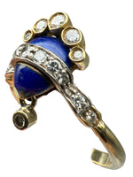 Laden Sie das Bild in den Galerie-Viewer, 18K Gelbgold Ring mit Diamanten und Emaille

