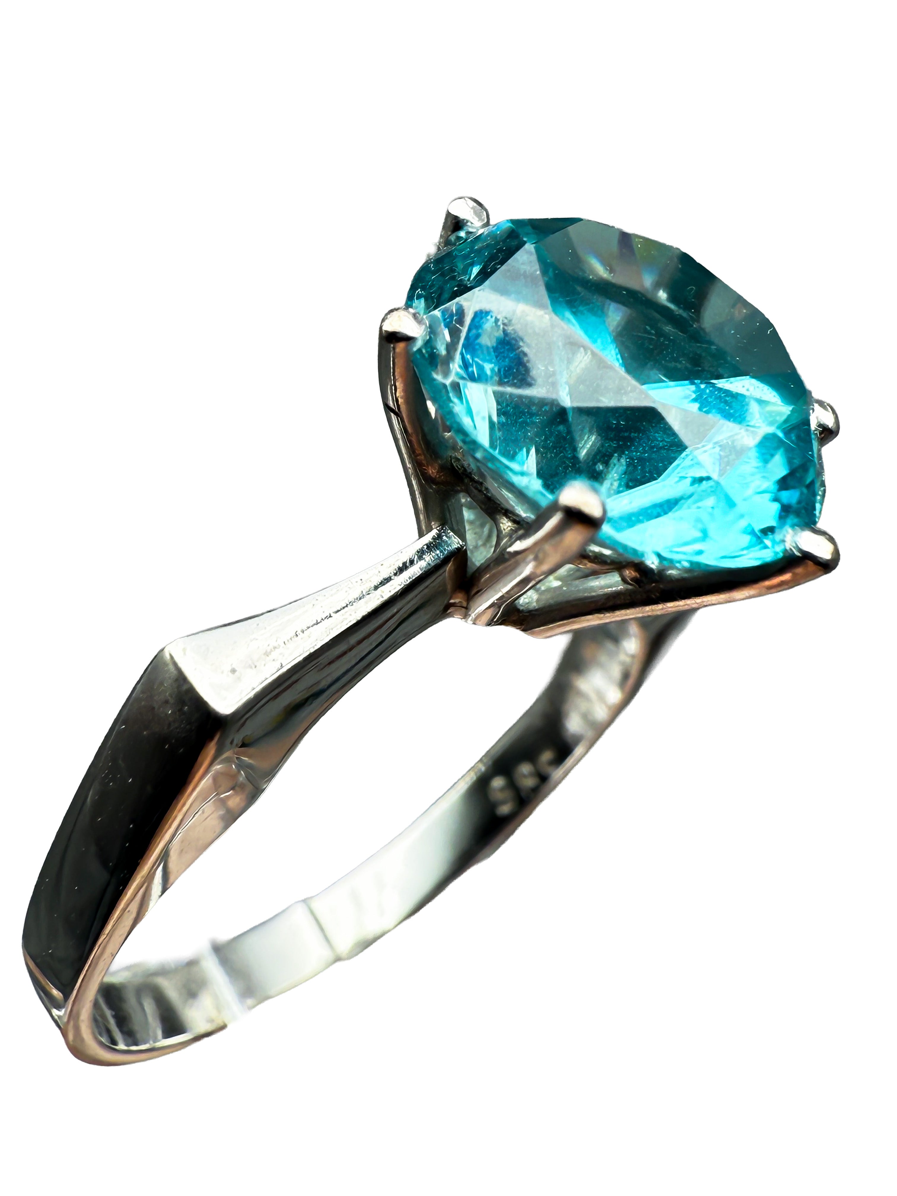 585er Weißgold Ring mit Aquamarin