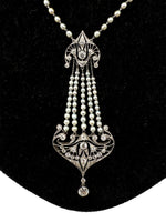 Laden Sie das Bild in den Galerie-Viewer, Jugendstil Platin Collier mit Diamanten und Perlen
