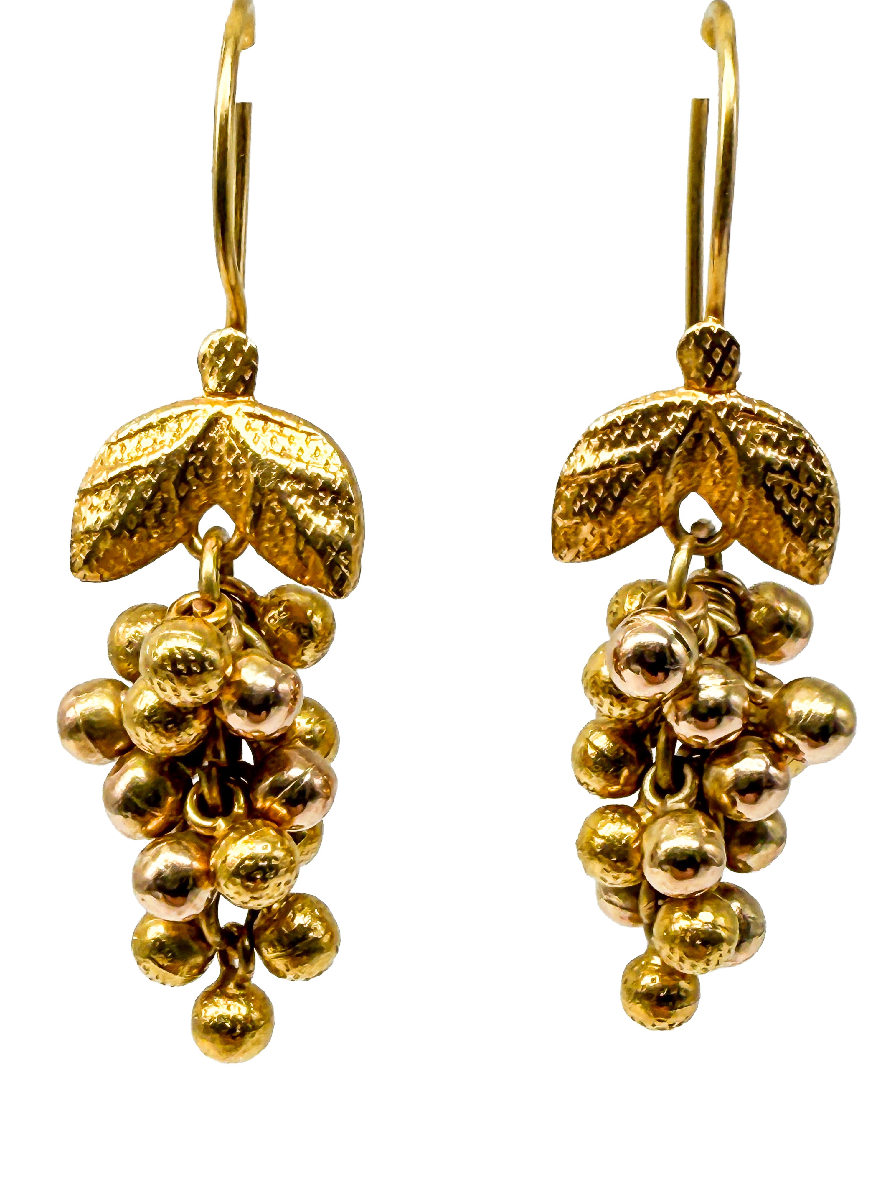 14k Gelbgold Ohrringe, Weintraubenform