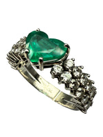 Laden Sie das Bild in den Galerie-Viewer, Ring 750er Weißgold mit Diamanten und Smaragd
