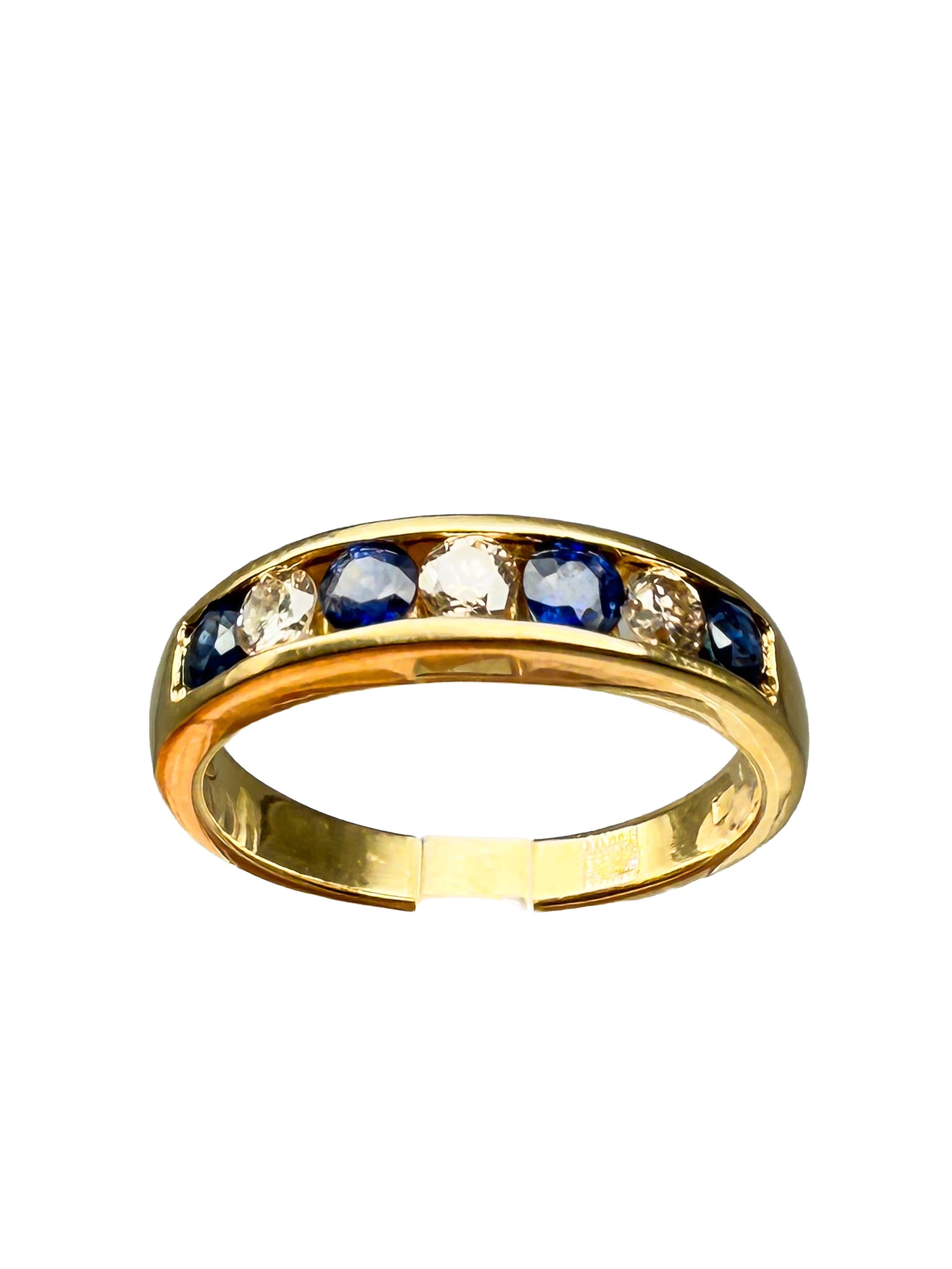 Ring 750er Gelbgold, Saphir und Diamanten