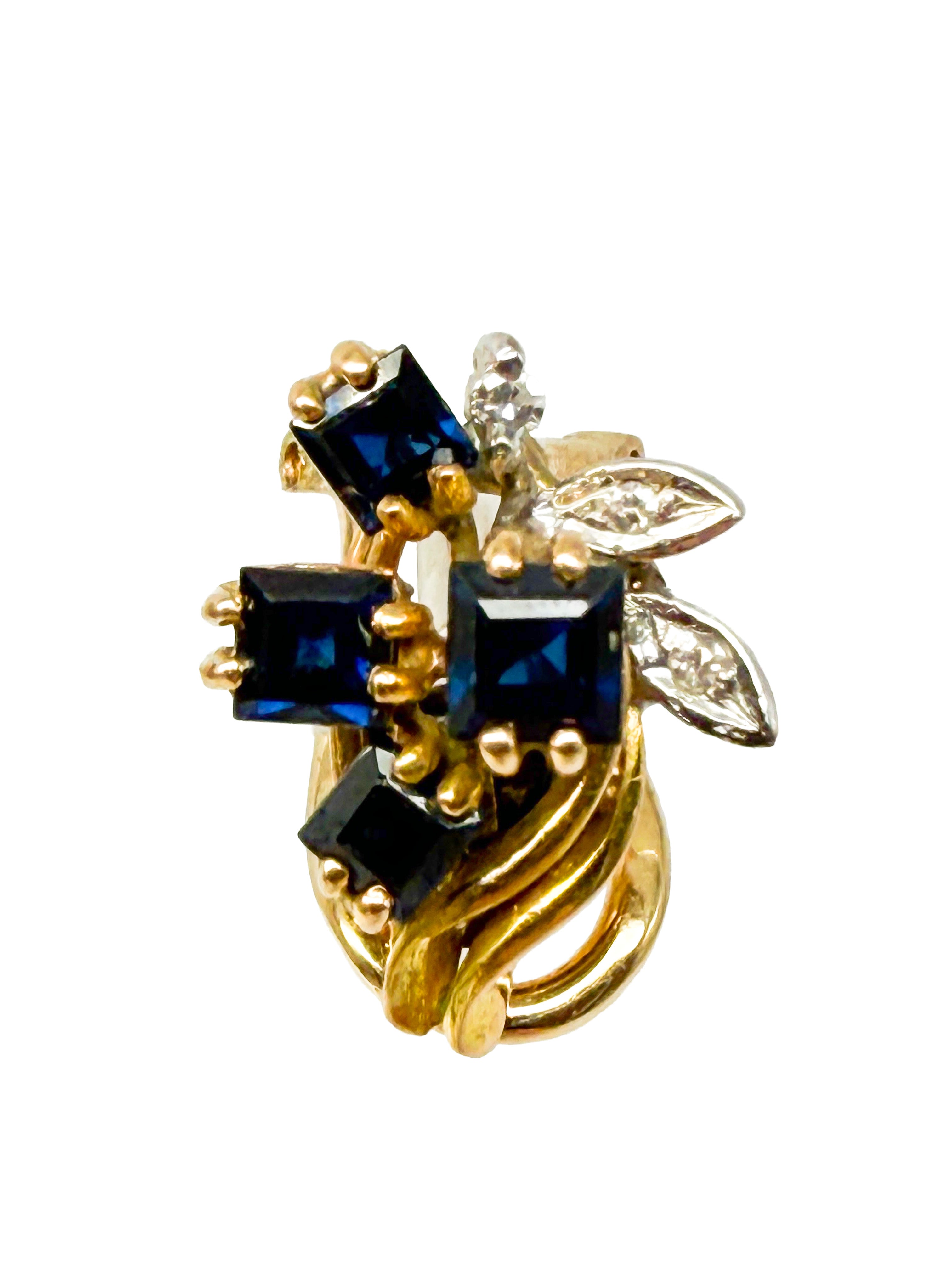 Saphir und Diamant Ohrringe, 585er Gelbgold