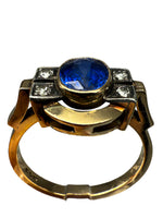Laden Sie das Bild in den Galerie-Viewer, 585er Gelbgold Ring mit Saphiren und Diamanten
