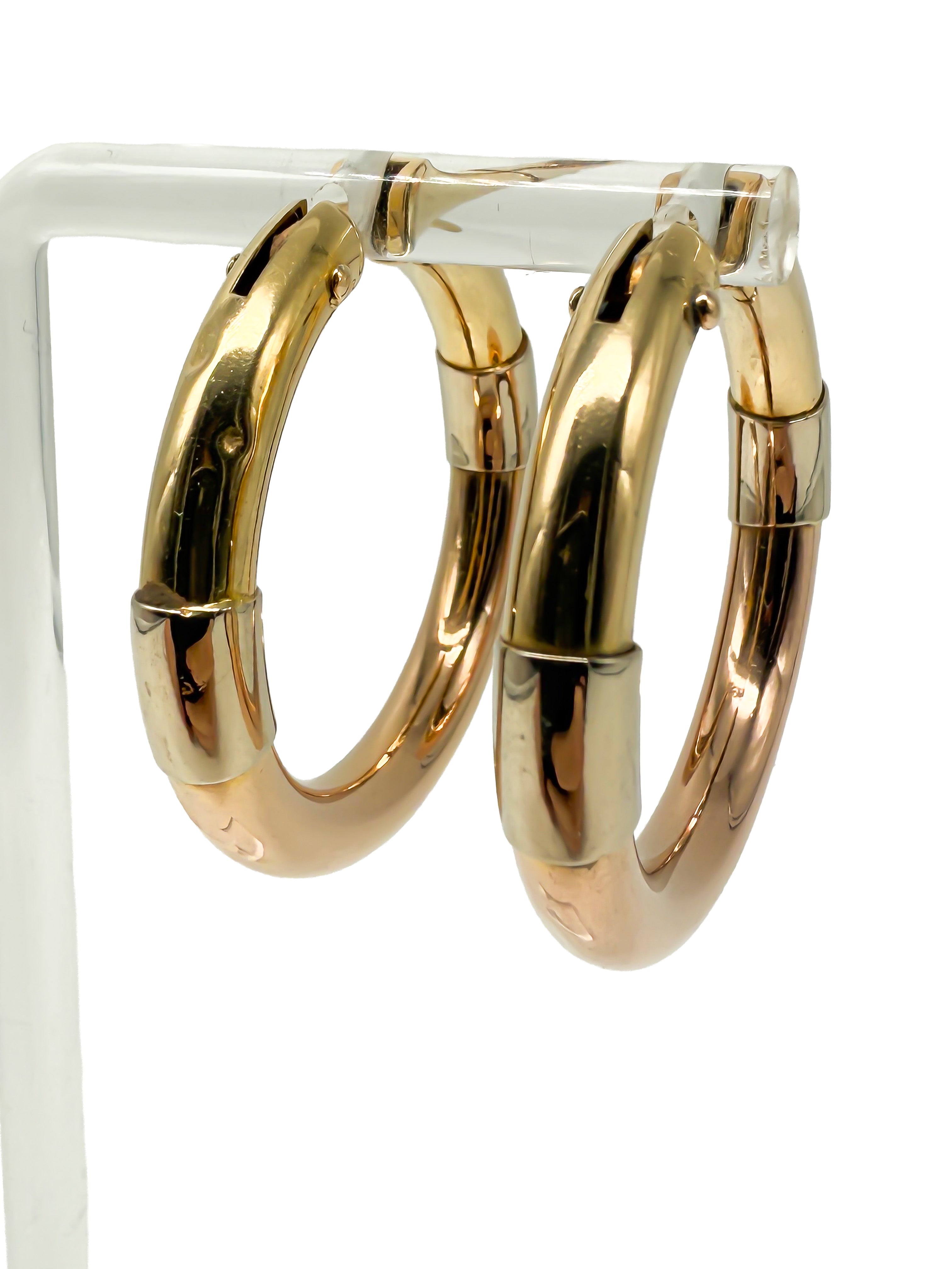 Hoop Ohrringe aus Rose-, Weiß und Gelbgold, 18K