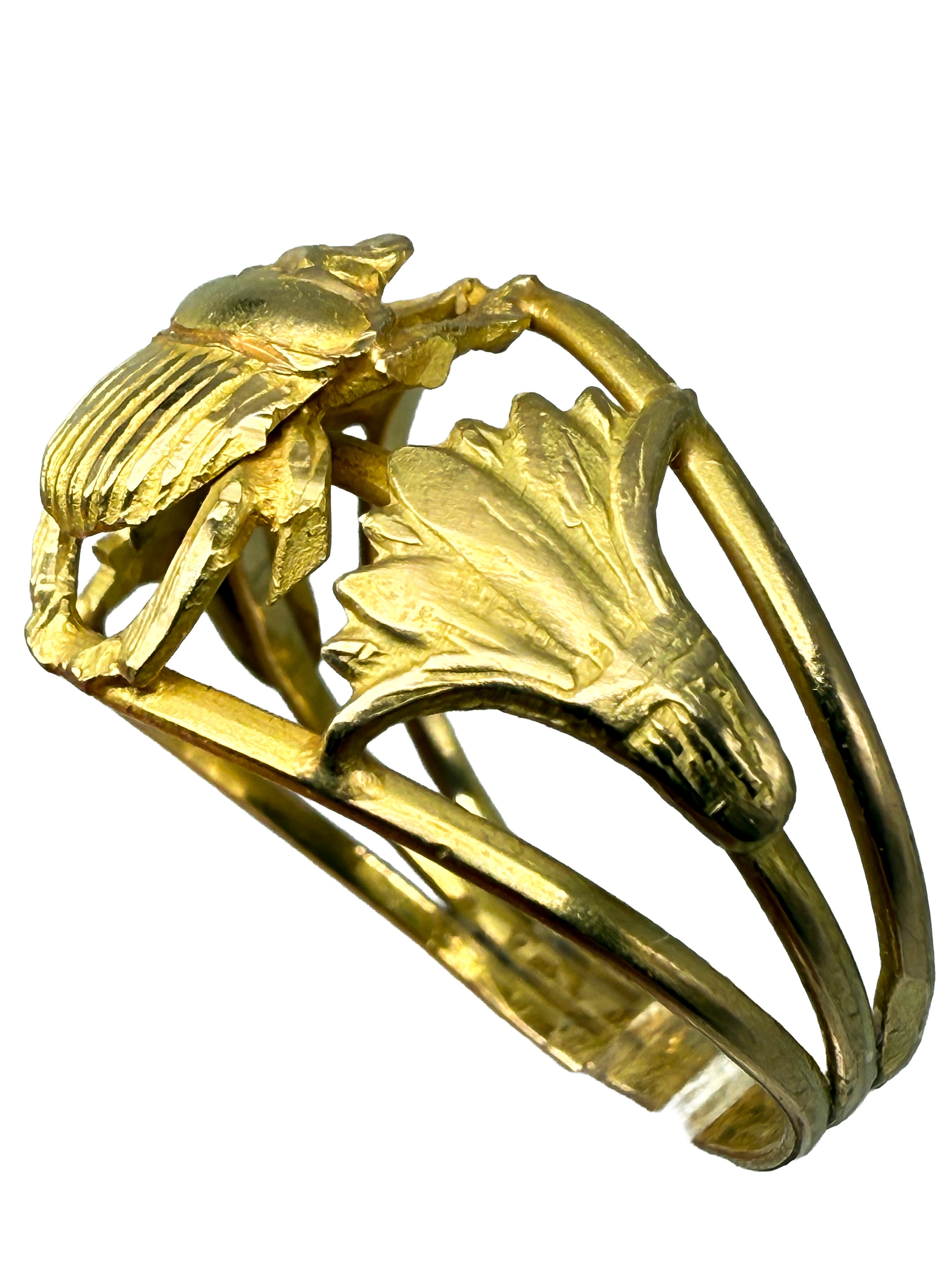 750er Gelbgold Ring mit Ägyptischem Skarabäus