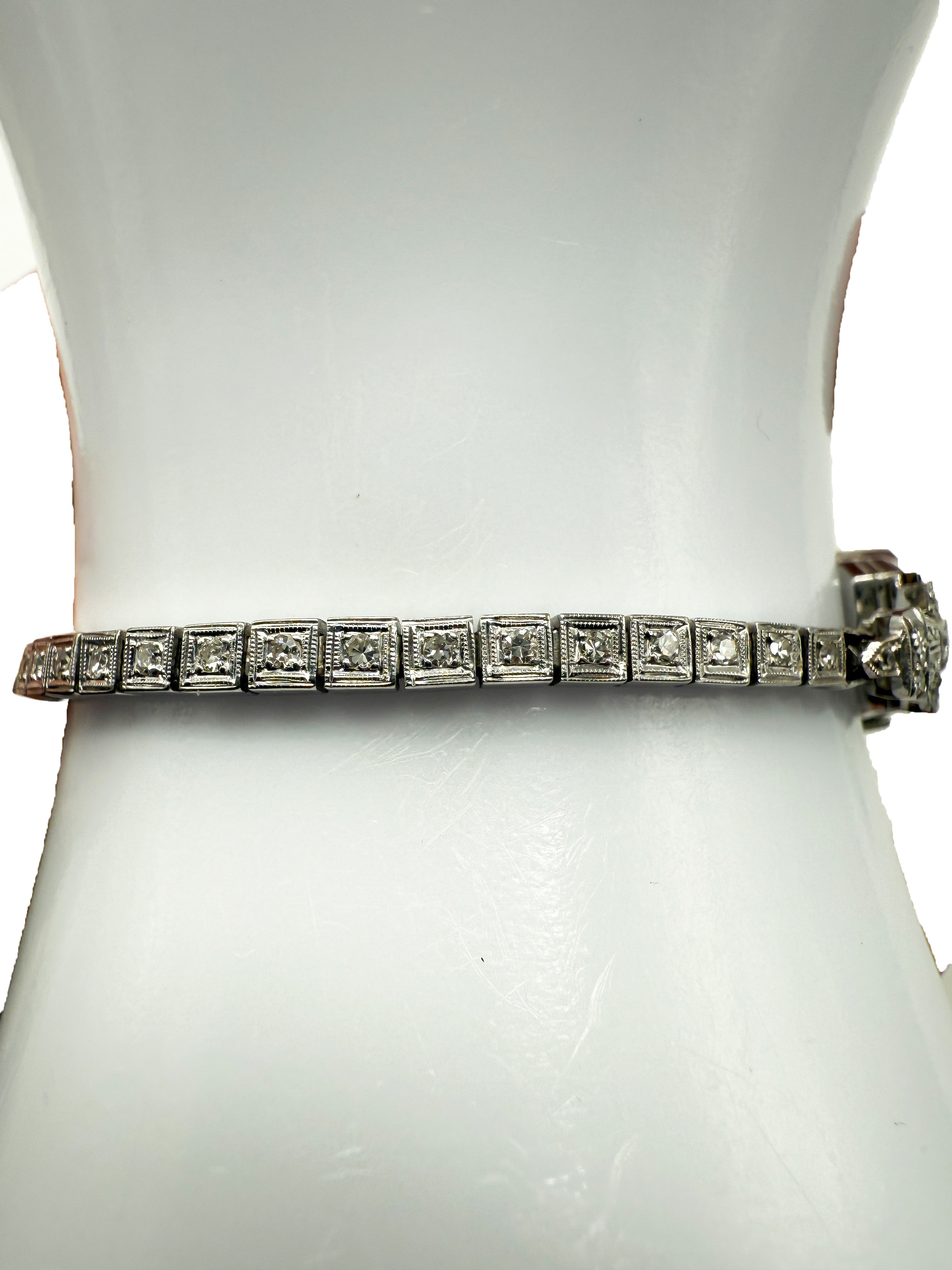 Armbanduhr, Platinum und Weißgold, mit Diamanten Art Deco