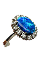 Laden Sie das Bild in den Galerie-Viewer, 585er Weißgold Ring mit Opal und Saphir
