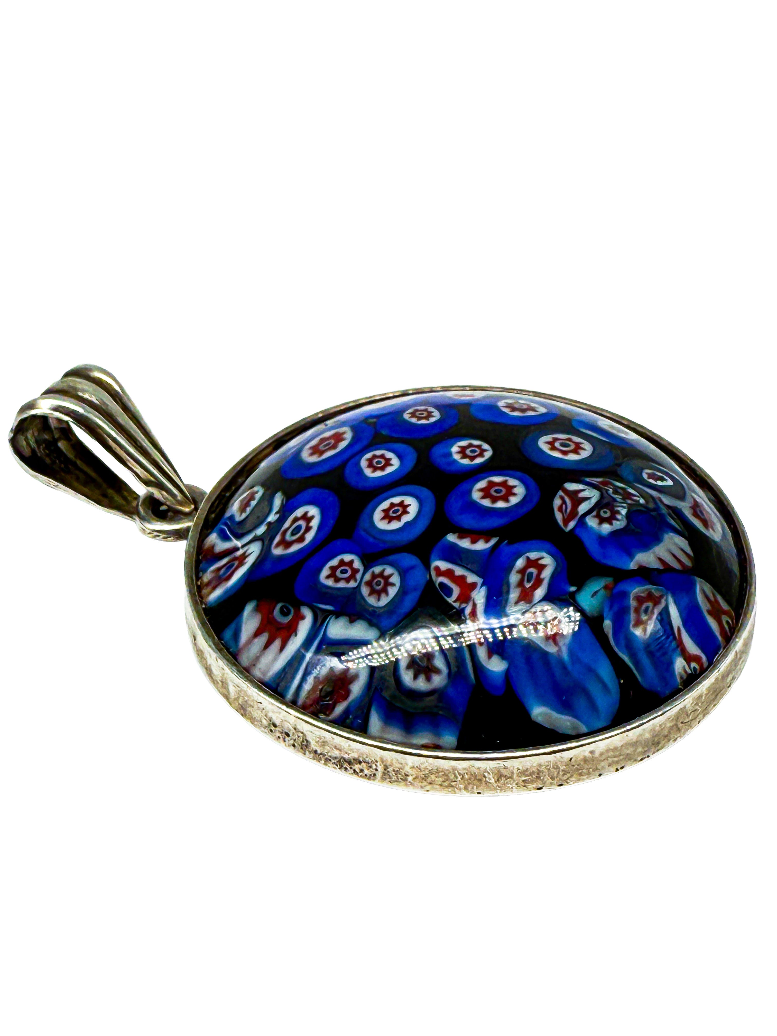 Antiker Silber 835 Anhänger Millefiori-Glas ital. "tausend Blumen"