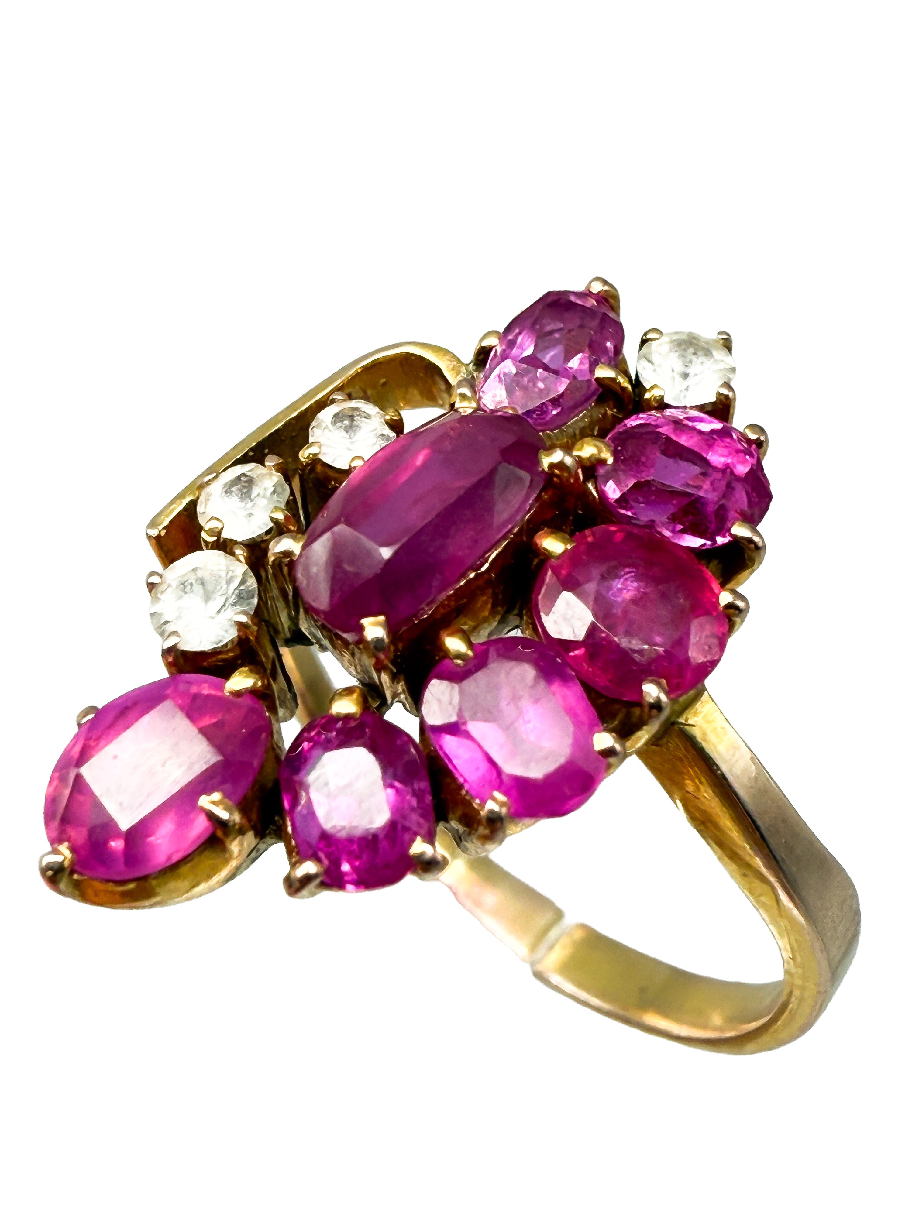 333er Gelbgold Ring mit Rubinen und Diamanten