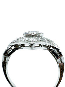 950er Art Deco Platin-Ring mit Diamanten