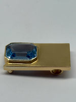 Laden Sie das Bild in den Galerie-Viewer, Gelbgold Brosche mit Aquamarin, 750er Gelbgold
