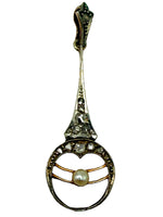 Laden Sie das Bild in den Galerie-Viewer, Jugendstil Anhänger aus Gelbgold mit Perle und Diamanten 14k; Zertifikat vorhand
