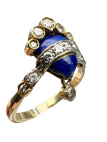 Laden Sie das Bild in den Galerie-Viewer, 18K Gelbgold Ring mit Diamanten und Emaille
