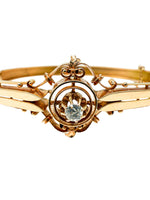Laden Sie das Bild in den Galerie-Viewer, Antikes Armband aus 585er Gelbgold mit Diamant | Jugendstil um 1890–1905
