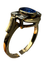 Laden Sie das Bild in den Galerie-Viewer, 585er Gelbgold Ring mit Saphiren und Diamanten
